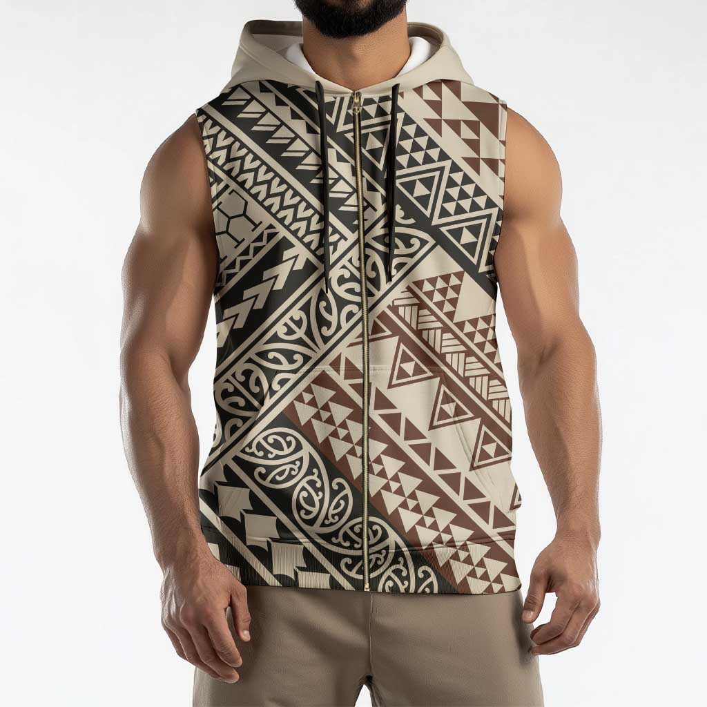 Niho Taniwha Kowhaiwhai Sleeveless Zip Hoodie - Polynesian Pride
