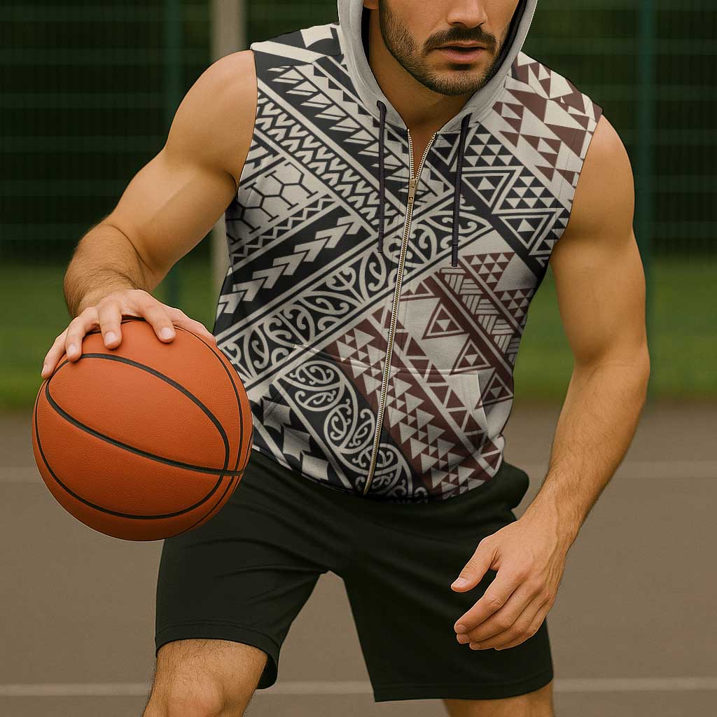 Niho Taniwha Kowhaiwhai Sleeveless Zip Hoodie - Polynesian Pride