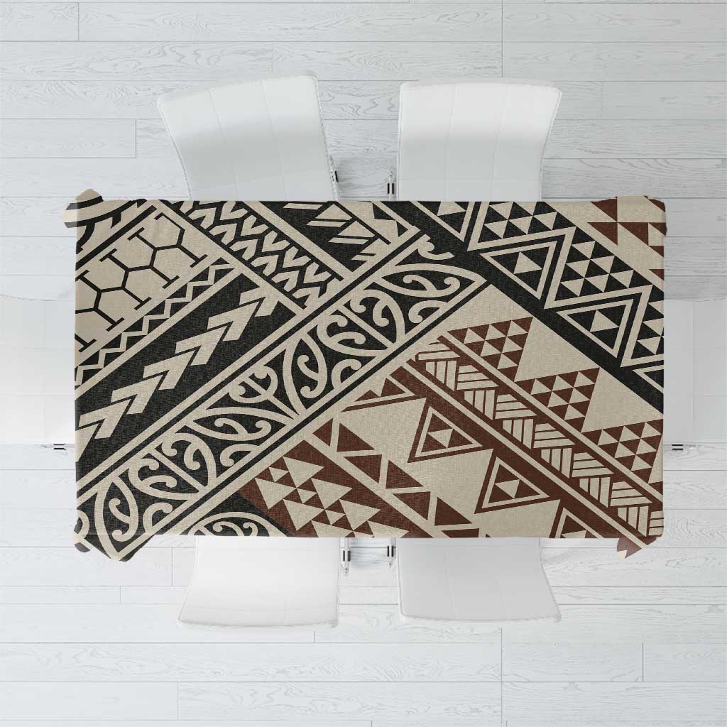 Niho Taniwha Kowhaiwhai Tablecloth LT9 Beige - Polynesian Pride