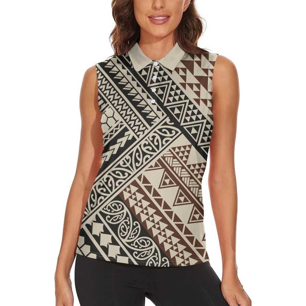 Niho Taniwha Kowhaiwhai Women Sleeveless Polo Shirt LT9 - Polynesian Pride