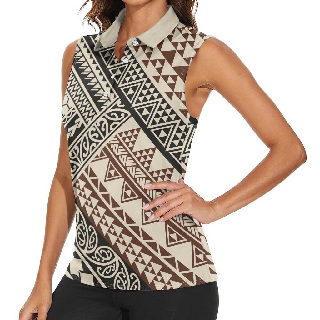 Niho Taniwha Kowhaiwhai Women Sleeveless Polo Shirt LT9 - Polynesian Pride