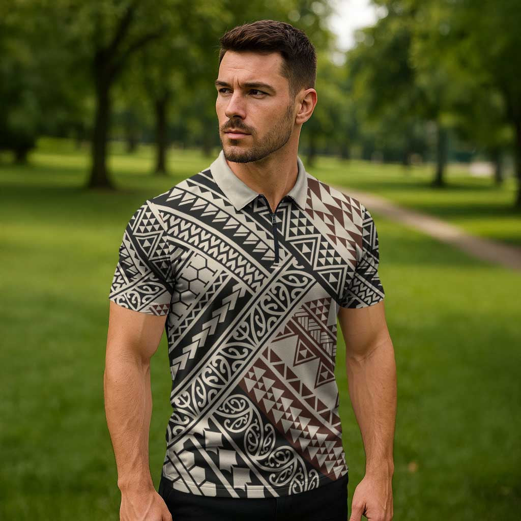Niho Taniwha Kowhaiwhai Zipper Polo Shirt LT9 - Polynesian Pride