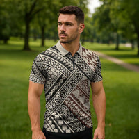 Niho Taniwha Kowhaiwhai Zipper Polo Shirt LT9 - Polynesian Pride