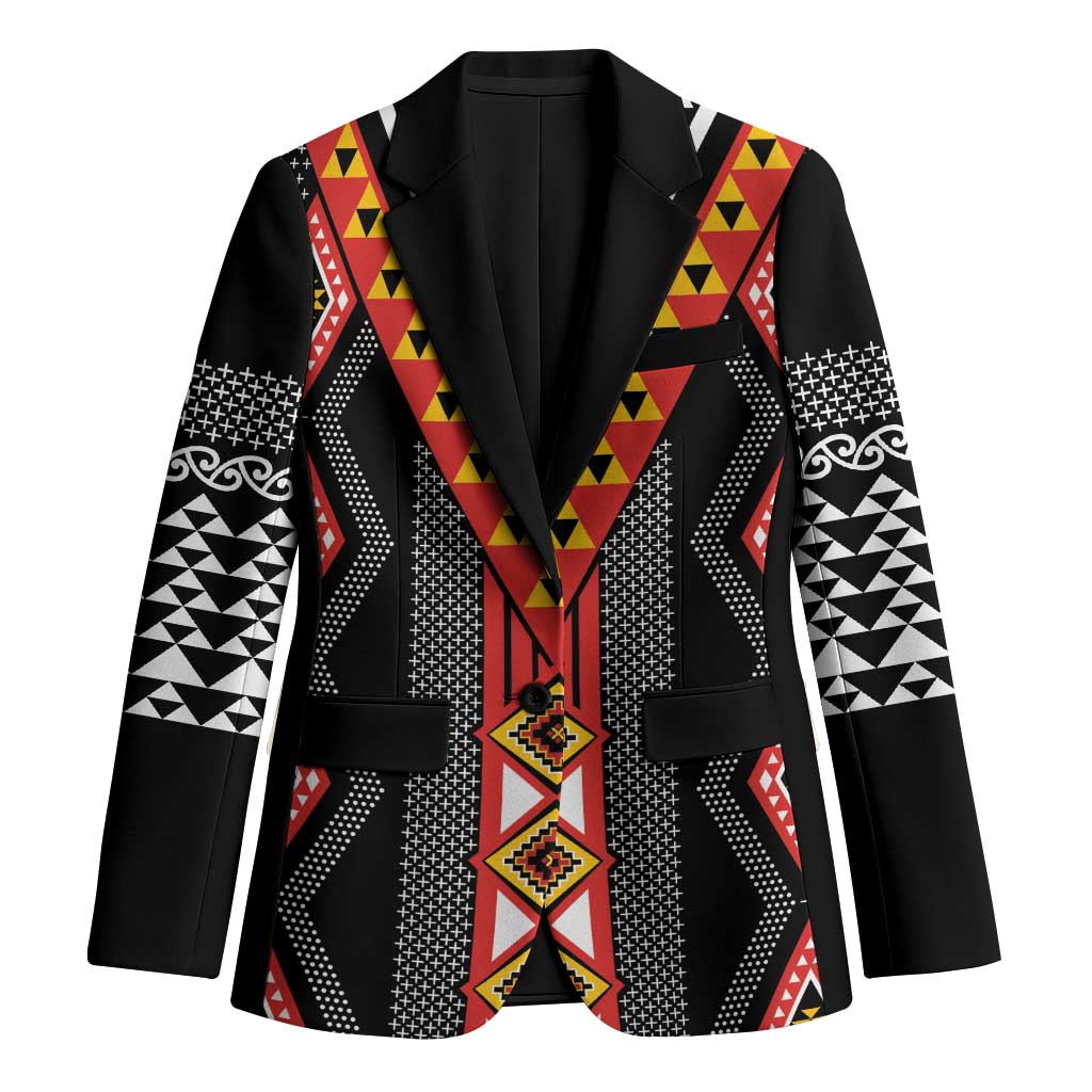 Niho Taniwha Taniko Motif Blazer LT9 Unisex Red - Polynesian Pride