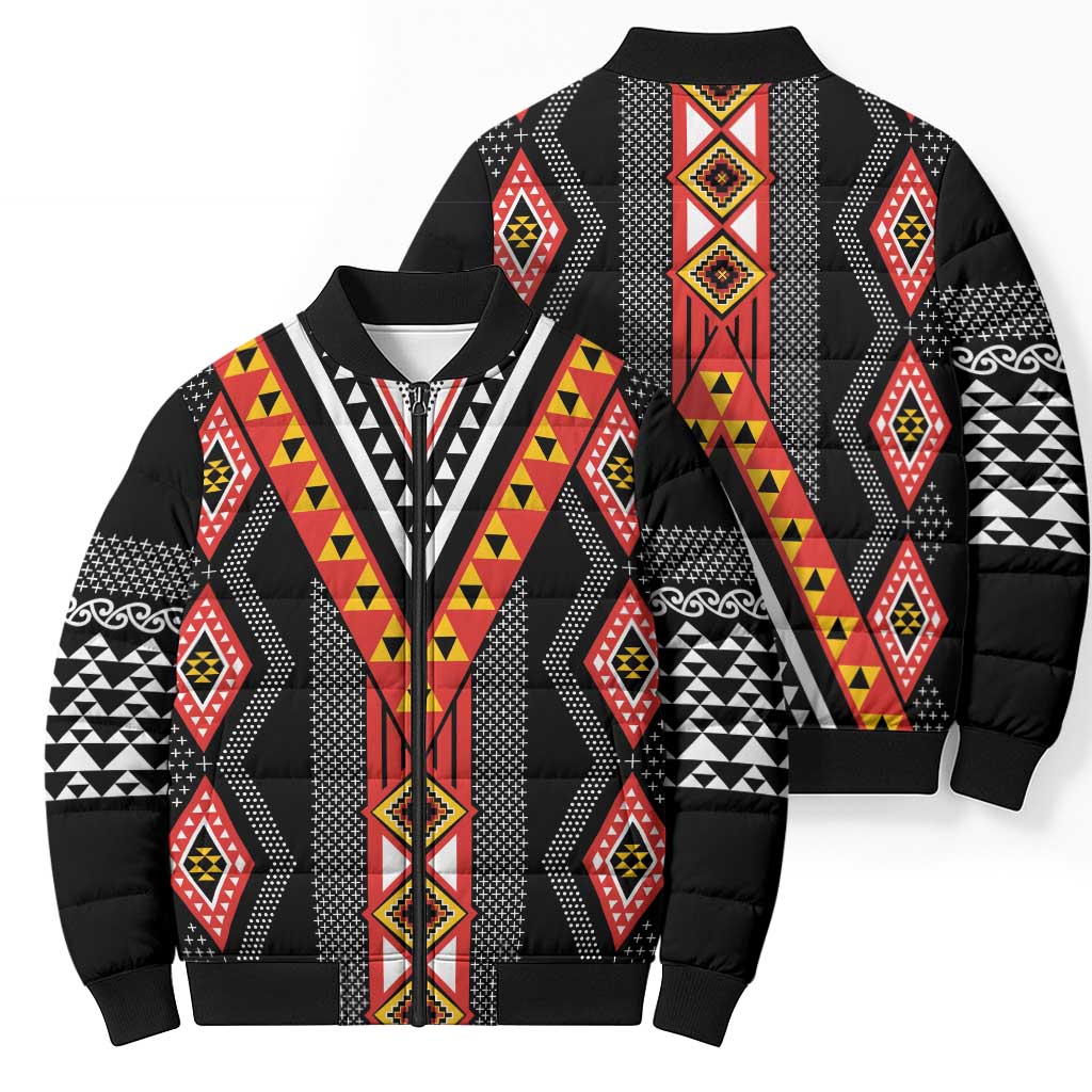 Niho Taniwha Taniko Motif Bomber Puffer Jacket LT9 - Polynesian Pride