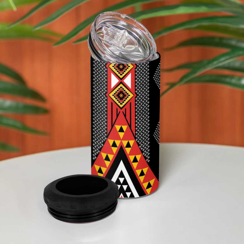 Niho Taniwha Taniko Motif 4 in 1 Can Cooler Tumbler LT9 - Polynesian Pride