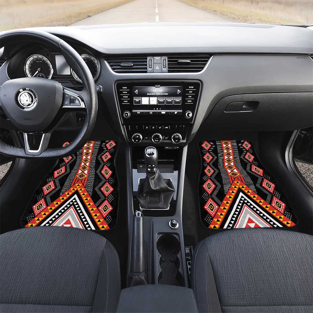 Niho Taniwha Taniko Motif Car Mats LT9 Set 2pcs - Front Red - Polynesian Pride