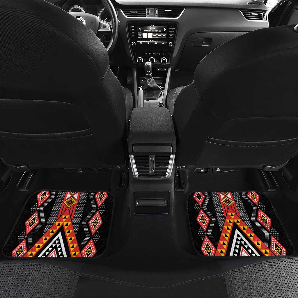 Niho Taniwha Taniko Motif Car Mats LT9 Set 2pcs - Back Red - Polynesian Pride