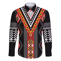 Niho Taniwha Taniko Motif Family Matching Long Sleeve Bodycon Dress and Hawaiian Shirt