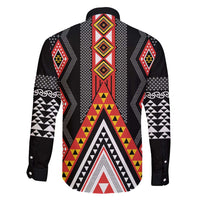 Niho Taniwha Taniko Motif Family Matching Long Sleeve Bodycon Dress and Hawaiian Shirt