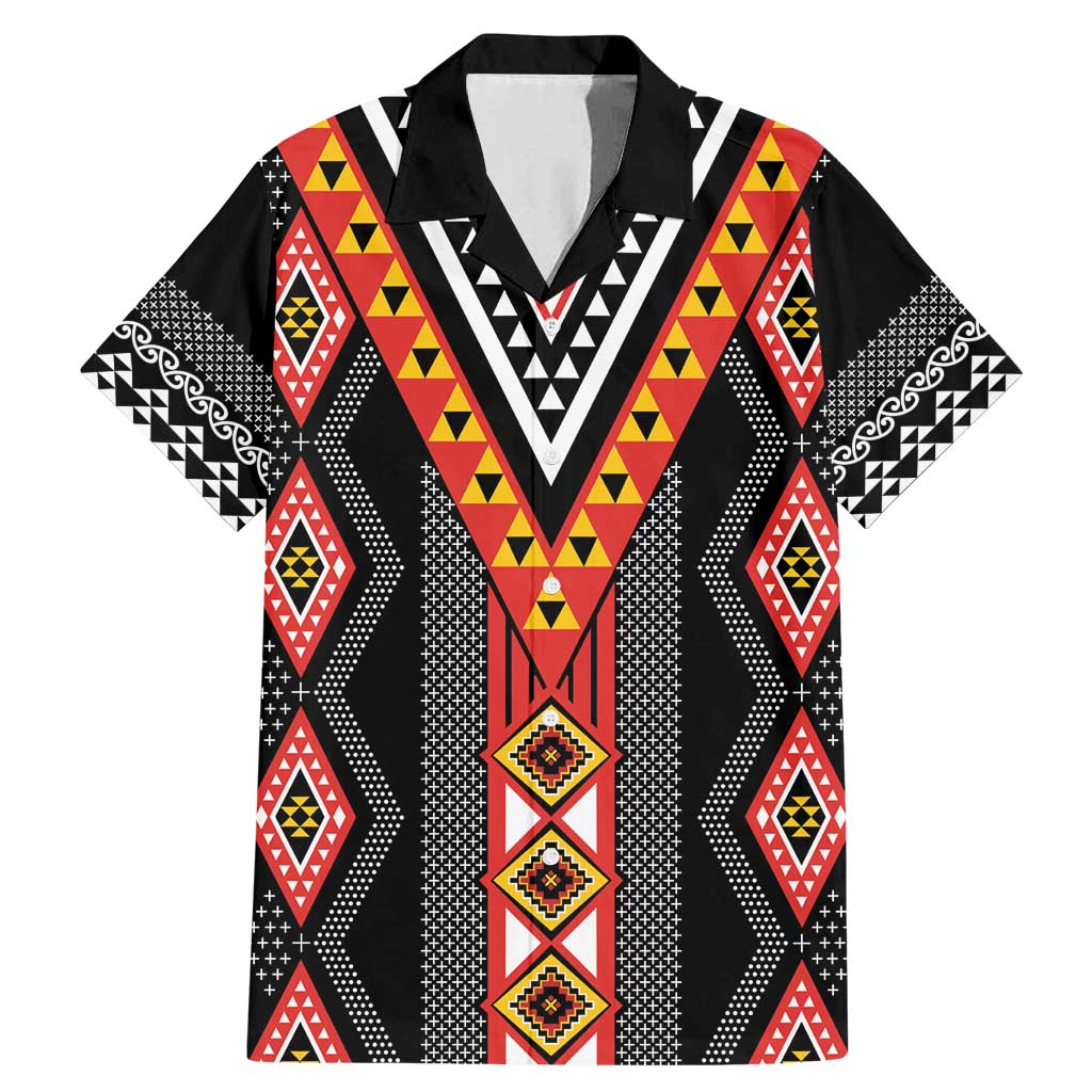 Niho Taniwha Taniko Motif Family Matching Mermaid Dress and Hawaiian Shirt