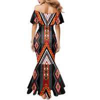 Niho Taniwha Taniko Motif Family Matching Mermaid Dress and Hawaiian Shirt