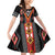 Niho Taniwha Taniko Motif Family Matching Off Shoulder Short Dress and Hawaiian Shirt