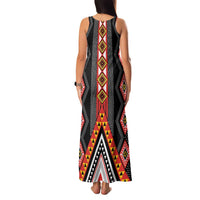 Niho Taniwha Taniko Motif Family Matching Tank Maxi Dress and Hawaiian Shirt