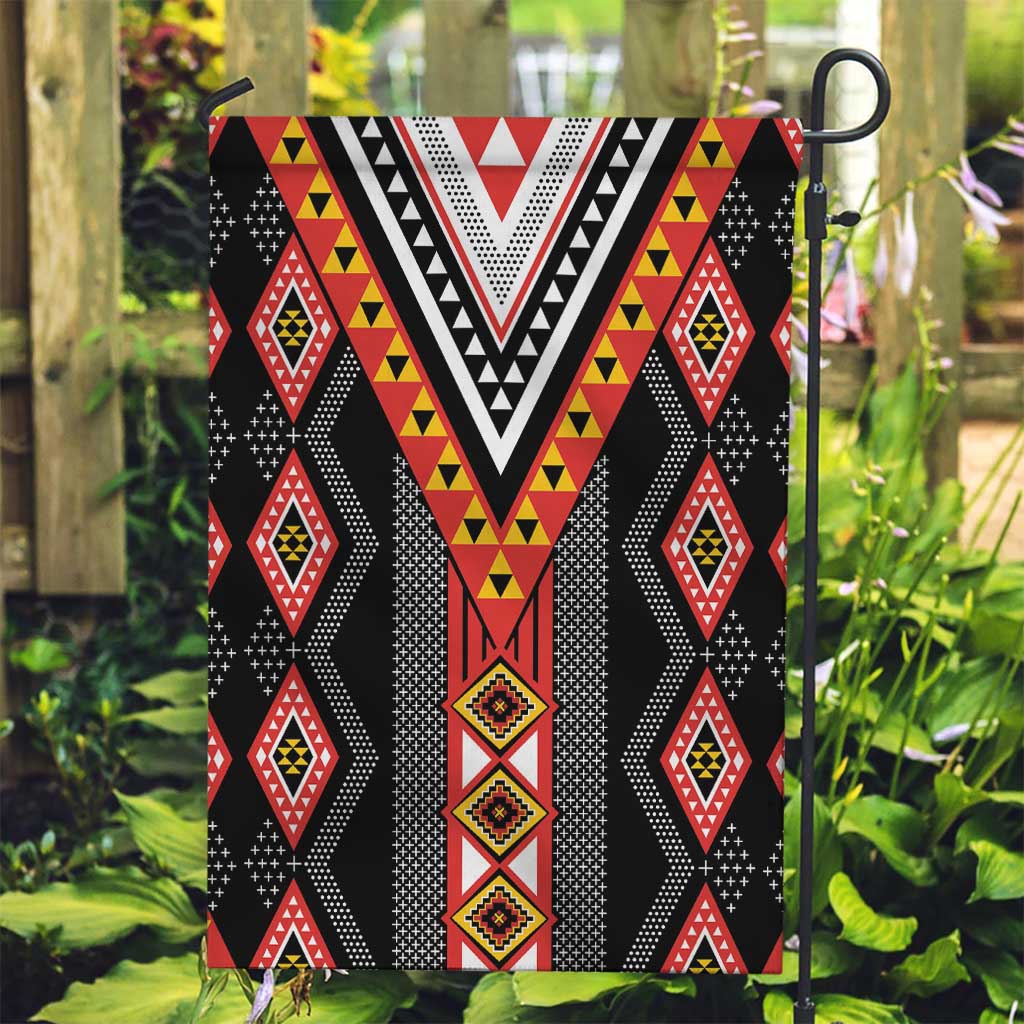 Niho Taniwha Taniko Motif Garden Flag LT9 Garden Flag Red - Polynesian Pride