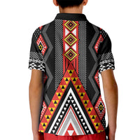 Niho Taniwha Taniko Motif Kid Polo Shirt LT9 - Polynesian Pride