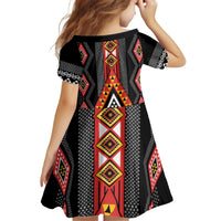 Niho Taniwha Taniko Motif Kid Short Sleeve Dress LT9 - Polynesian Pride