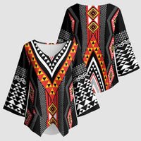 Niho Taniwha Taniko Motif Kimono Sleeve Blouse LT9 - Polynesian Pride