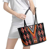 Niho Taniwha Taniko Motif Leather Tote Bag