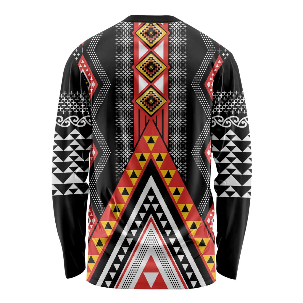 Niho Taniwha Taniko Motif Long Sleeve Shirt LT9 - Polynesian Pride