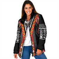 Niho Taniwha Taniko Motif Padded Jacket LT9 Women Red - Polynesian Pride