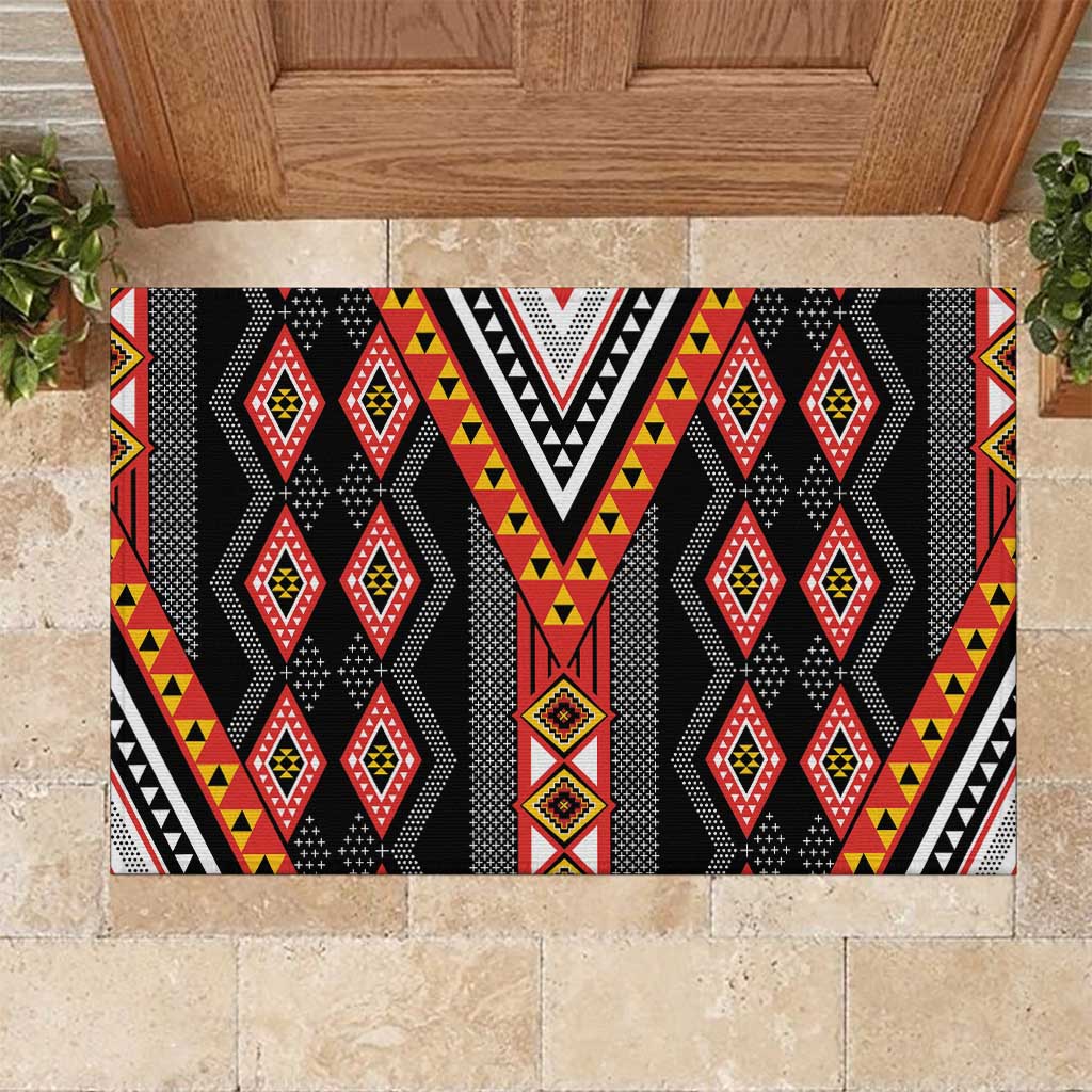 Niho Taniwha Taniko Motif Rubber Doormat