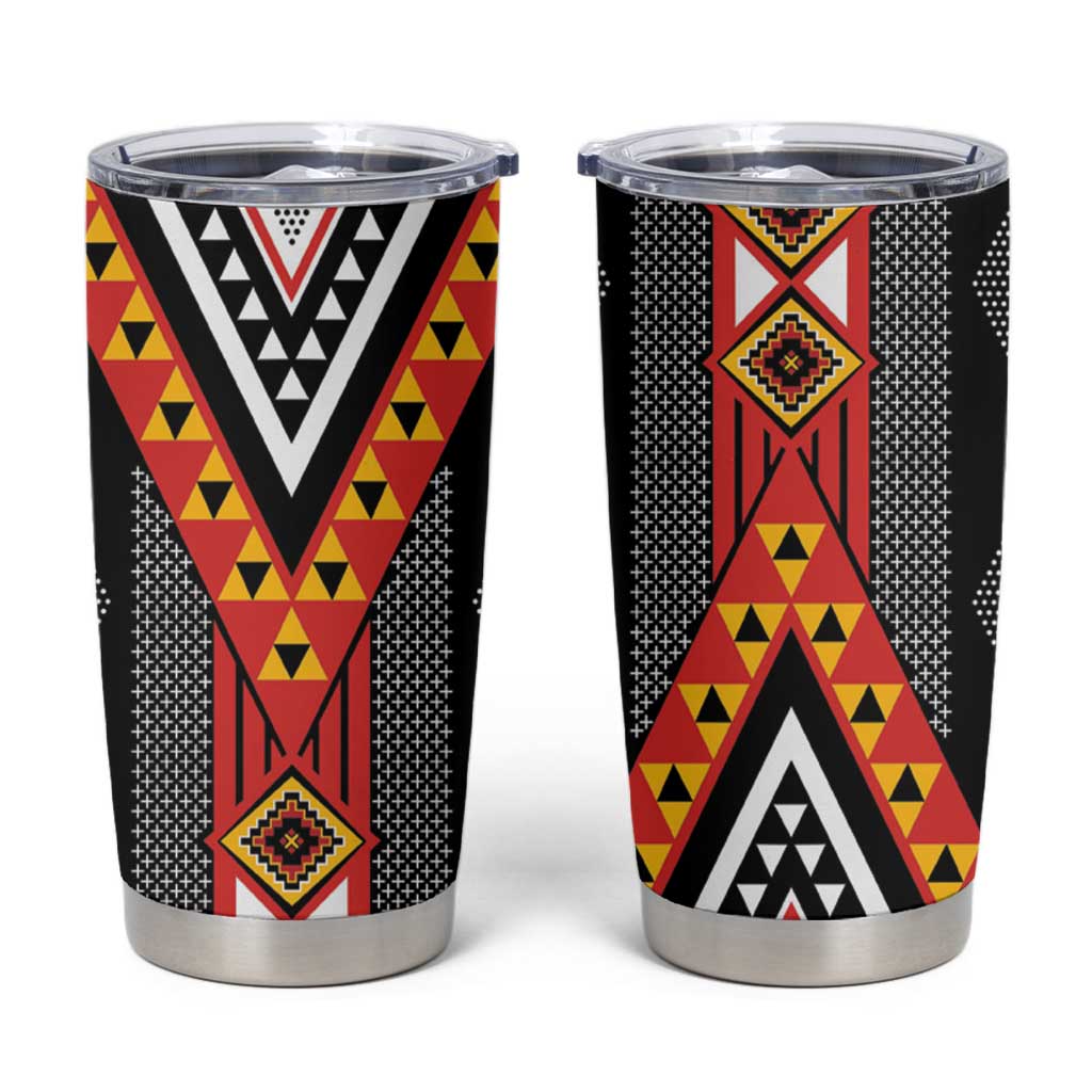 Niho Taniwha Taniko Motif Tumbler Cup LT9 Red - Polynesian Pride