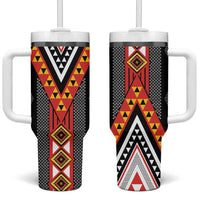 Niho Taniwha Taniko Motif Tumbler With Handle LT9 One Size: 40 oz Red - Polynesian Pride