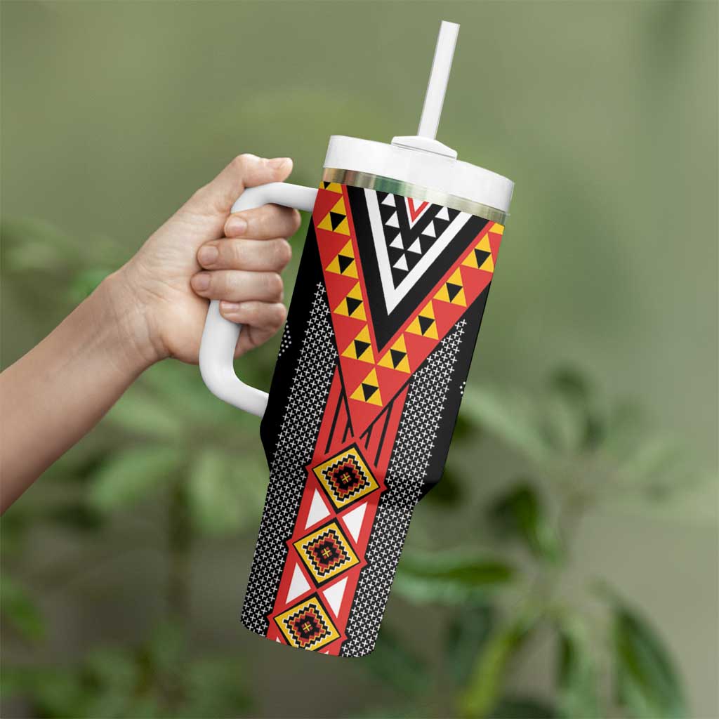 Niho Taniwha Taniko Motif Tumbler With Handle LT9 - Polynesian Pride