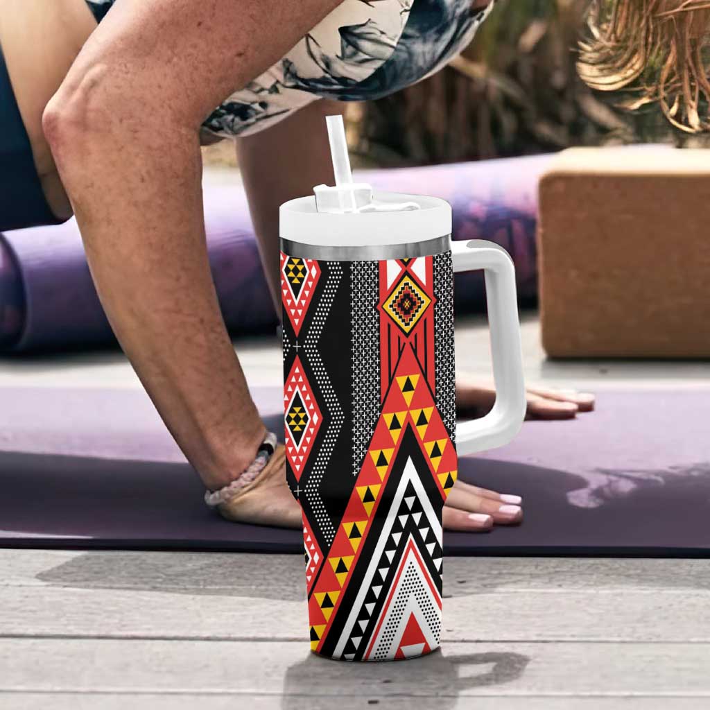 Niho Taniwha Taniko Motif Tumbler With Handle LT9 - Polynesian Pride