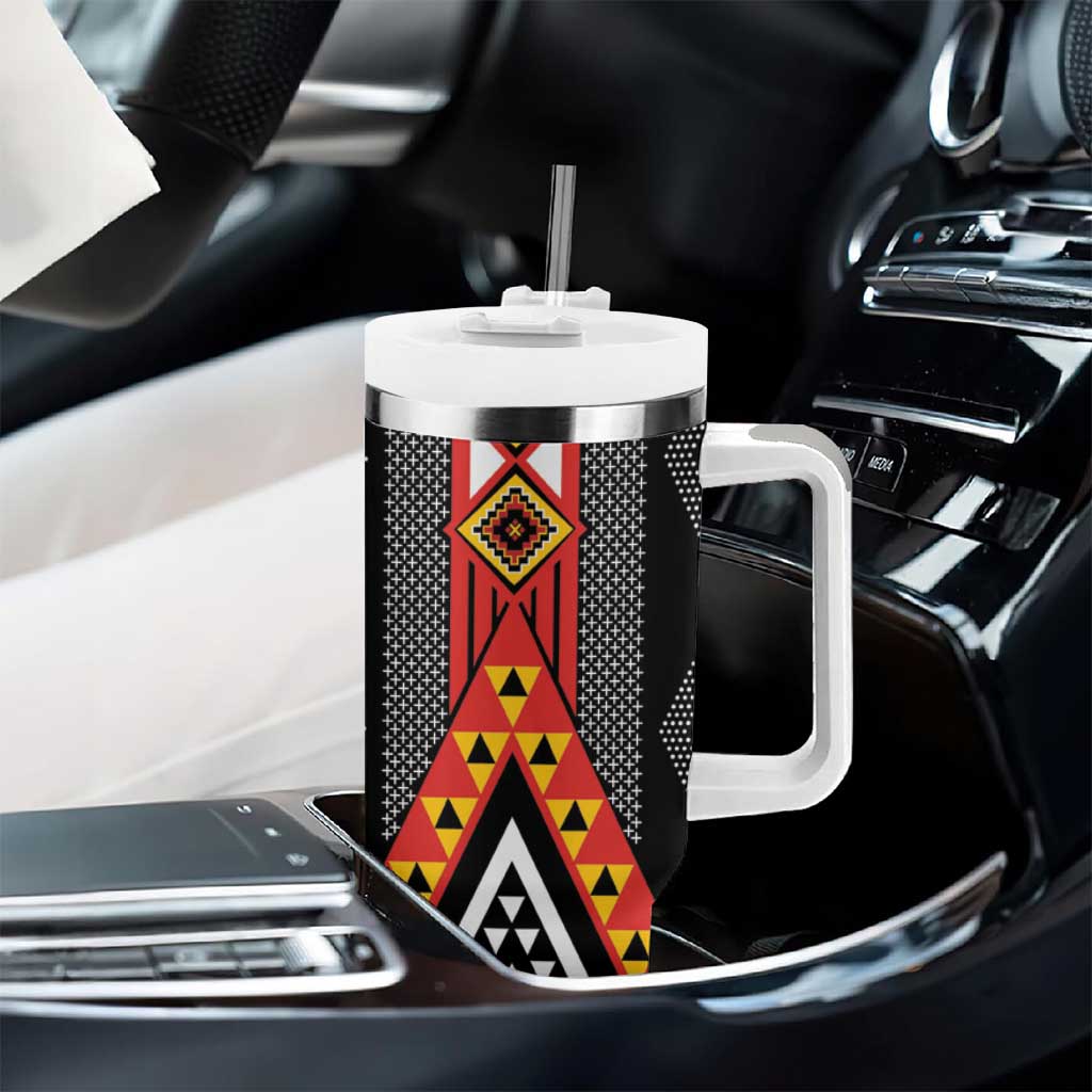 Niho Taniwha Taniko Motif Tumbler With Handle LT9 - Polynesian Pride