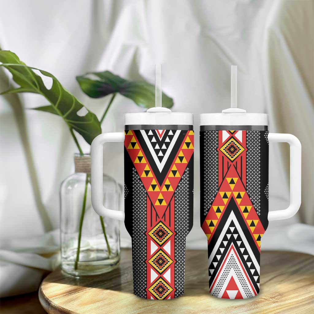 Niho Taniwha Taniko Motif Tumbler With Handle LT9 - Polynesian Pride