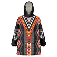 Niho Taniwha Taniko Motif Wearable Blanket Hoodie LT9 One Size Red - Polynesian Pride