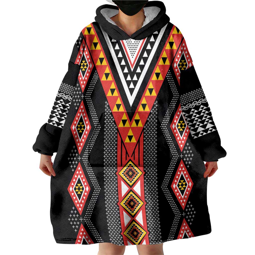 Niho Taniwha Taniko Motif Wearable Blanket Hoodie LT9 - Polynesian Pride