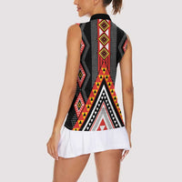 Niho Taniwha Taniko Motif Women Sleeveless Polo Shirt LT9 - Polynesian Pride
