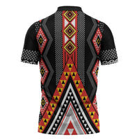 Niho Taniwha Taniko Motif Zipper Polo Shirt LT9 - Polynesian Pride