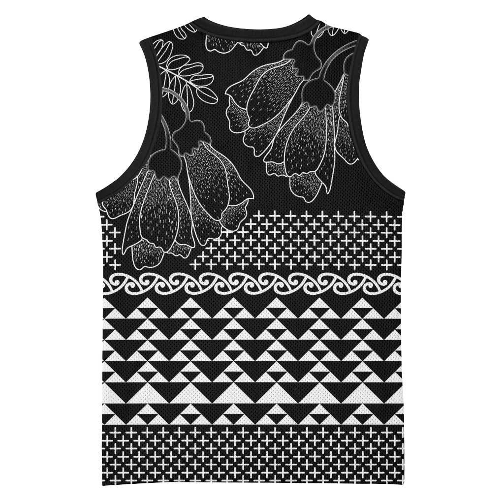 Black Taniko Kowhaiwhai Tukutuku Motif Basketball Jersey LT9 - Polynesian Pride
