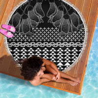 Black Taniko Kowhaiwhai Tukutuku Motif Beach Blanket LT9 - Polynesian Pride