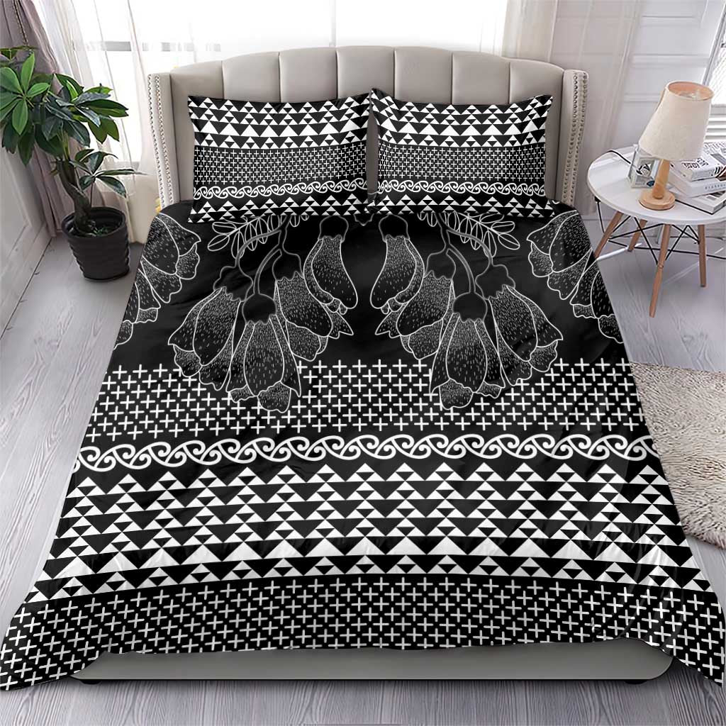 Black Taniko Kowhaiwhai Tukutuku Motif Bedding Set