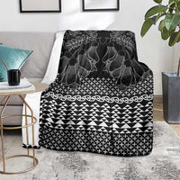 Black Taniko Kowhaiwhai Tukutuku Motif Blanket LT9 - Polynesian Pride