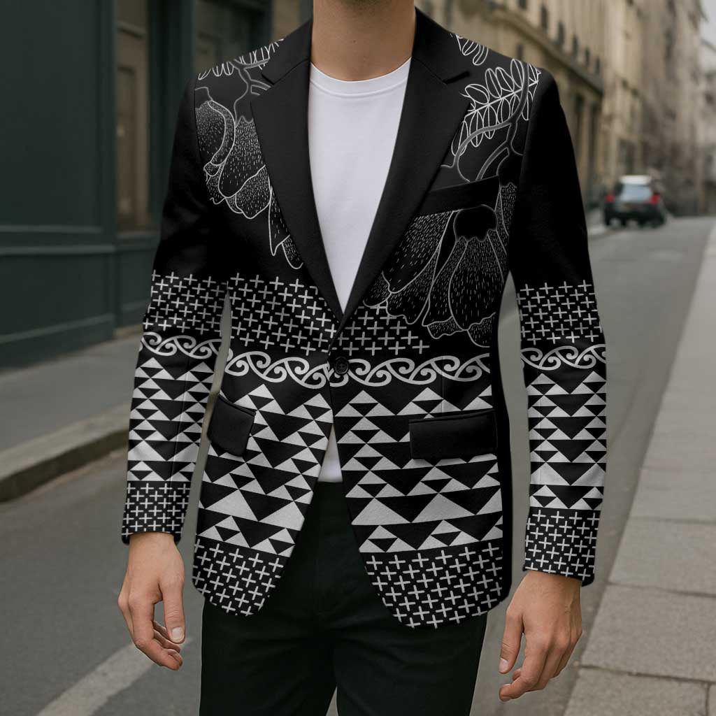 Black Taniko Kowhaiwhai Tukutuku Motif Blazer LT9 - Polynesian Pride