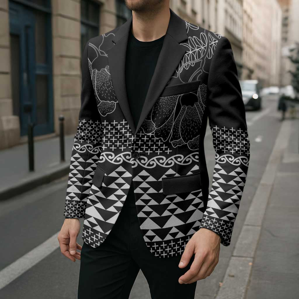 Black Taniko Kowhaiwhai Tukutuku Motif Blazer LT9 - Polynesian Pride