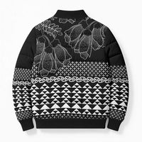 Black Taniko Kowhaiwhai Tukutuku Motif Bomber Puffer Jacket - Polynesian Pride