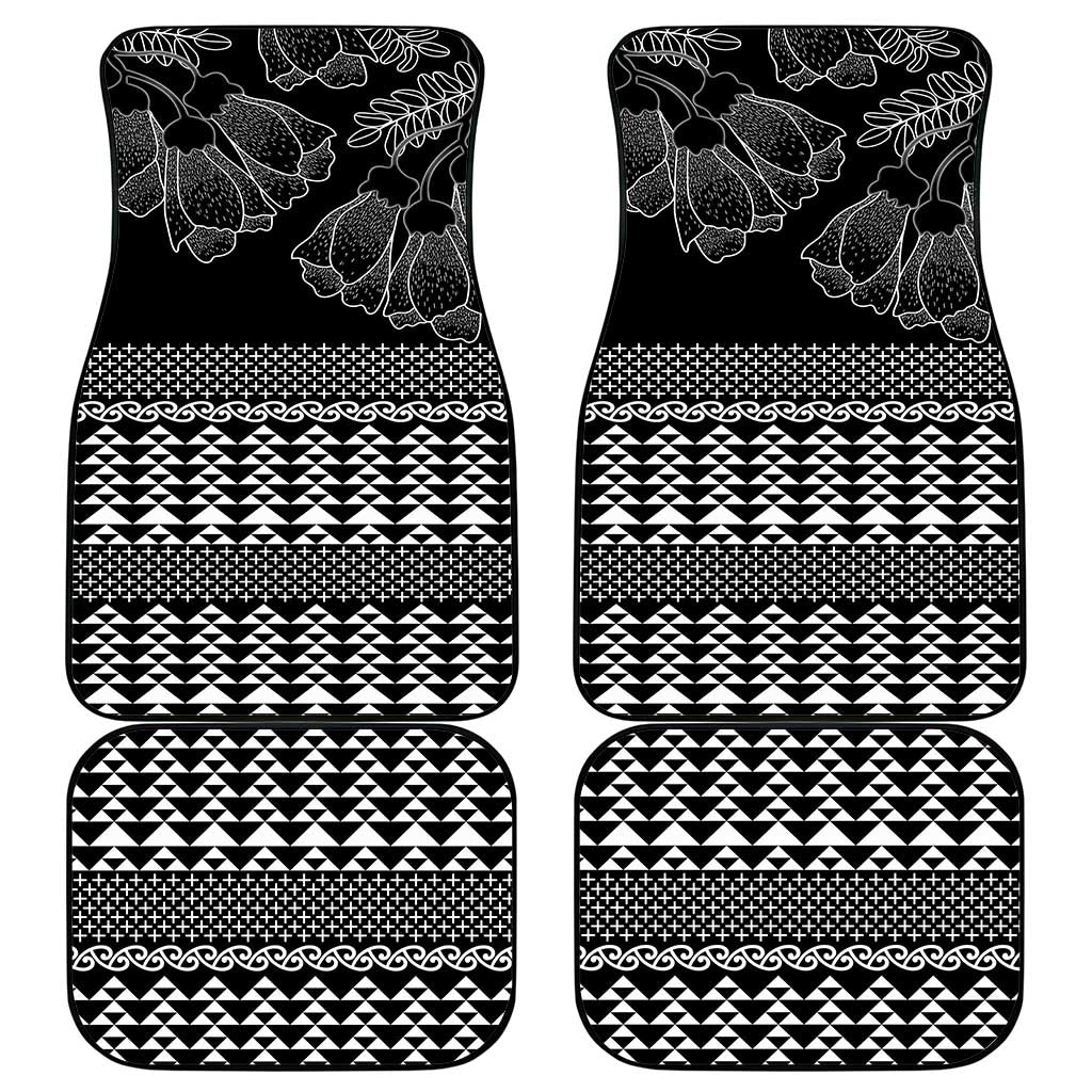 Black Taniko Kowhaiwhai Tukutuku Motif Car Mats LT9 - Polynesian Pride
