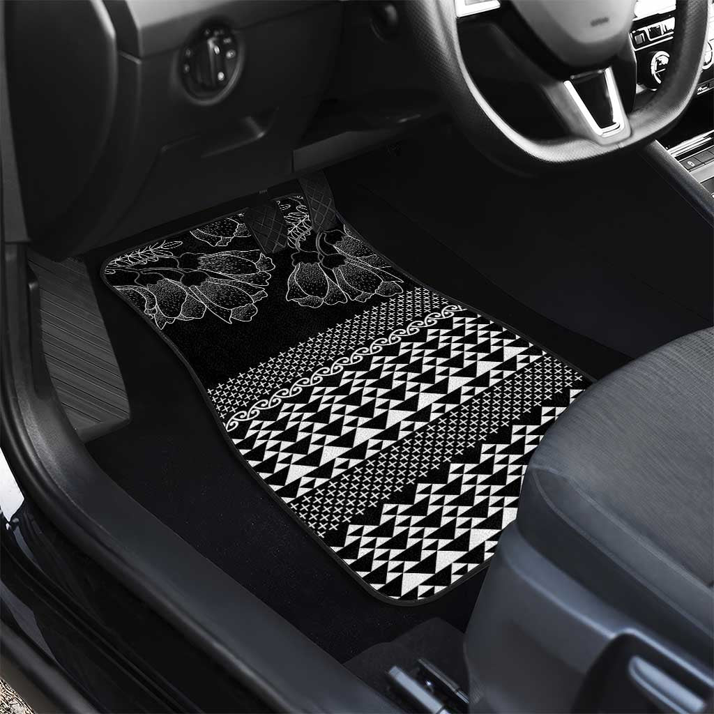 Black Taniko Kowhaiwhai Tukutuku Motif Car Mats LT9 - Polynesian Pride