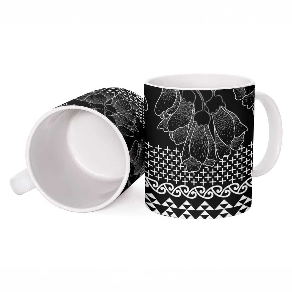 Black Taniko Kowhaiwhai Tukutuku Motif Ceramic Mug LT9 - Polynesian Pride