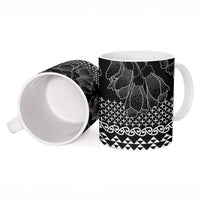 Black Taniko Kowhaiwhai Tukutuku Motif Ceramic Mug LT9 - Polynesian Pride
