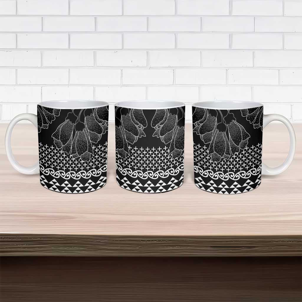 Black Taniko Kowhaiwhai Tukutuku Motif Ceramic Mug LT9 - Polynesian Pride