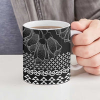Black Taniko Kowhaiwhai Tukutuku Motif Ceramic Mug LT9 - Polynesian Pride
