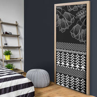 Black Taniko Kowhaiwhai Tukutuku Motif Door Cover - Polynesian Pride